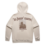 In Jesus' Name Amen Graphic Hoodie Cream