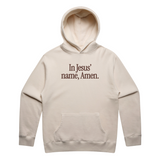 In Jesus' Name Amen Graphic Hoodie Cream