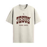 In Jesus' Name Amen Western Heavyweight Tee Cream
