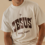 In Jesus' Name Amen Western Heavyweight Tee Cream