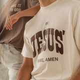 In Jesus' Name Amen Western Heavyweight Tee Cream